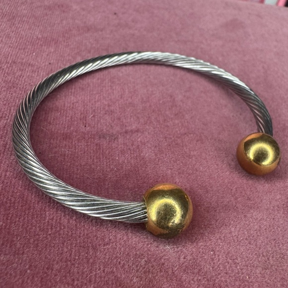 Source Unknown Jewelry - Two-Toned Silver and Gold Tone Spiral Twist Cuff Bracelet